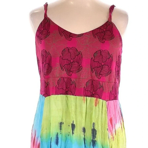 Seventh Avenue Cotton Boho Rainbow Tie Dye Maxi Dress Women’s Plus Size 1X - Picture 4 of 4